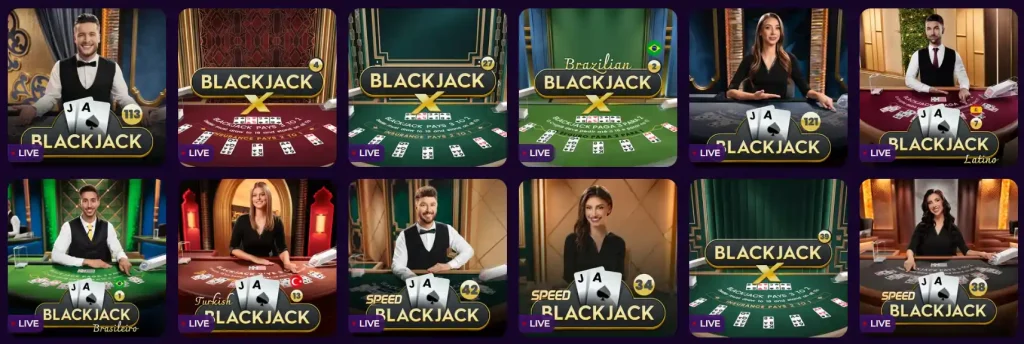 Vivajack Casino Live Blackjack Spiele mit verschiedenen Tischen und Dealern
